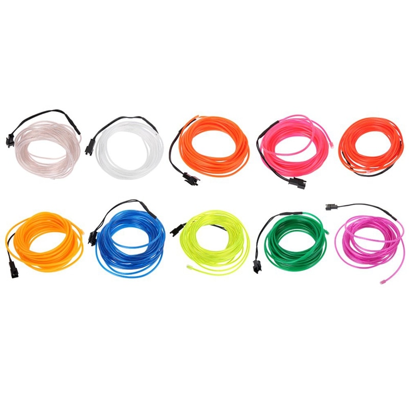 5M Light Dance Party Decor Light Neon LED Lamp Flexible Rope Tube Waterproof LED Strip – Only EL Wire -WHITE